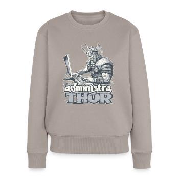 Viking Databaseadministra-thor Nerdy - Frauen Premium Bio Pullover - Taupe - Vorne - Julia (174cm)