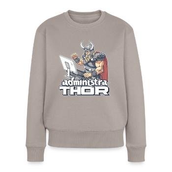 Viking Databaseadministra-thor Nerdy - Frauen Premium Bio Pullover - Taupe - Vorne - Julia (174cm)