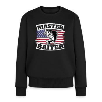 Master Baiter Drôle Pêche Drapeau Américain - Pull Premium bio Femme - noir - Devant - Julia (174cm)