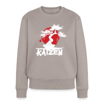 Hiragana Katakana Kaizen-methode Kaizen - Frauen Premium Bio Pullover - Taupe - Vorne - Julia (174cm)