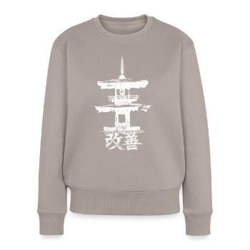 Hiragana Katakana Kaizen-methode Kaizen - Frauen Premium Bio Pullover - Taupe - Vorne - Julia (174cm)