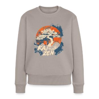 Hiragana Katakana Kaizen-methode Kaizen - Frauen Premium Bio Pullover - Taupe - Vorne - Julia (174cm)