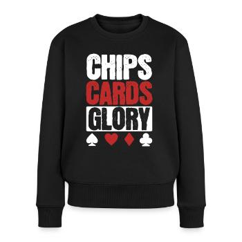 Chips, Cards, Glory Poker Lover - Women's Premium Organic Jumper - black - Front - Julia (174cm)