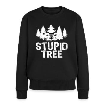 Stupid Tree Disque Golf Drôle - Pull Premium bio Femme - noir - Devant - Julia (174cm)