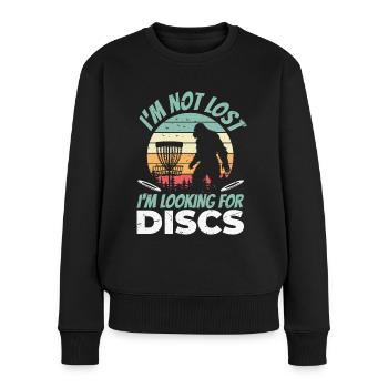 Je ne suis pas perdu Je cherche des disques Disque de golf drôle - Pull Premium bio Femme - noir - Devant - Julia (174cm)