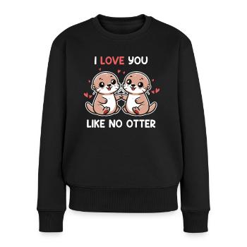 Ich liebe dich wie kein Otter süßes Otter-Paar - Frauen Premium Bio Pullover - Schwarz - Vorne - Julia (174cm)
