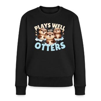 Plays Well with Otters Adorable - Women's Premium Organic Jumper - black - Front - Julia (174cm)