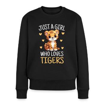 Nur ein Mädchen, das Tiger liebt süßes Junges - Frauen Premium Bio Pullover - Schwarz - Vorne - Julia (174cm)