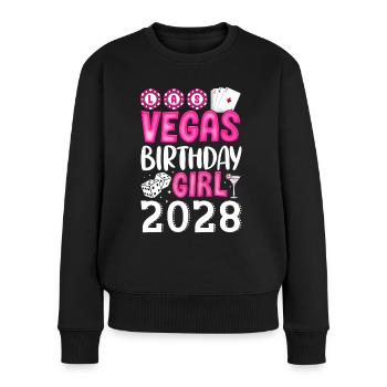 Vegas Birthday Girl 2028 - Frauen Premium Bio Pullover - Schwarz - Vorne - Julia (174cm)