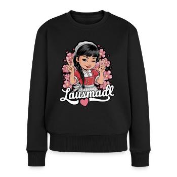 Lausmadl Tracht Dirndl Ersatz - Frauen Premium Bio Pullover - Schwarz - Vorne - Julia (174cm)