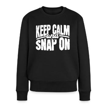 Bewahren Sie die Ruhe und machen Sie Schnappschüsse für Fotoliebhaber - Frauen Premium Bio Pullover - Schwarz - Vorne - Julia (174cm)
