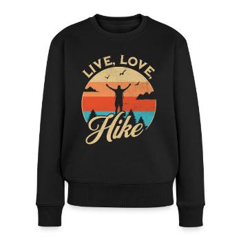 Live Love Hike Outdoor-Abenteuer - Frauen Premium Bio Pullover - Schwarz - Vorne - Julia (174cm)
