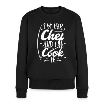 Ich bin der Koch und ich koche es lustig kochen - Frauen Premium Bio Pullover - Schwarz - Vorne - Julia (174cm)