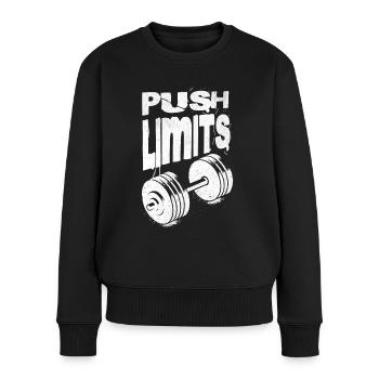 Push Limits Motivations-Fitnessstudio - Frauen Premium Bio Pullover - Schwarz - Vorne - Julia (174cm)
