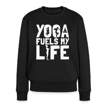 Le yoga alimente ma vie Yogi inspirant - Pull Premium bio Femme - noir - Devant - Julia (174cm)