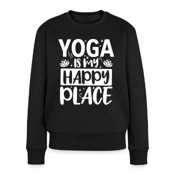 Le yoga est mon lieu de bonheur Méditation - Pull Premium bio Femme - noir - Devant - Julia (174cm)