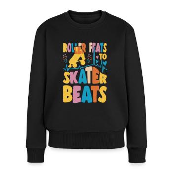 Rollerskater Party Feats To Skater Beats Gift Idea - Frauen Premium Bio Pullover - Schwarz - Vorne - Julia (174cm)