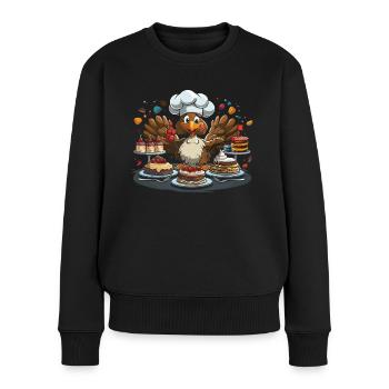 Dankbares Gobble Wobble Thanksgiving - Frauen Premium Bio Pullover - Schwarz - Vorne - Julia (174cm)