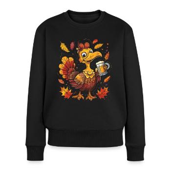 Dankbares Gobble Wobble Thanksgiving - Frauen Premium Bio Pullover - Schwarz - Vorne - Julia (174cm)