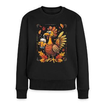Dankbares Gobble Wobble Thanksgiving - Frauen Premium Bio Pullover - Schwarz - Vorne - Julia (174cm)