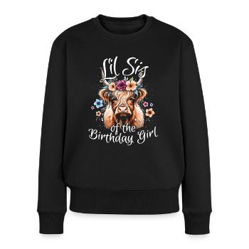 Lil Sis Of The Birthday Girl - Frauen Premium Bio Pullover - Schwarz - Vorne - Julia (174cm)