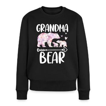 Grandma Bear - Frauen Premium Bio Pullover - Schwarz - Vorne - Julia (174cm)