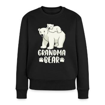 Grandma Bear - Frauen Premium Bio Pullover - Schwarz - Vorne - Julia (174cm)