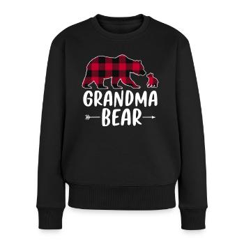 Grandma Bear - Frauen Premium Bio Pullover - Schwarz - Vorne - Julia (174cm)