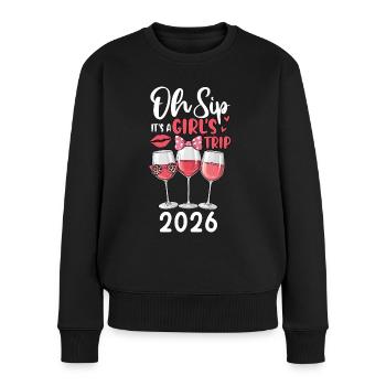 Oh Sip C’est un voyage entre filles 2026 - Pull Premium bio Femme - noir - Devant - Julia (174cm)