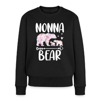 Nonna Bear - Frauen Premium Bio Pullover - Schwarz - Vorne - Julia (174cm)