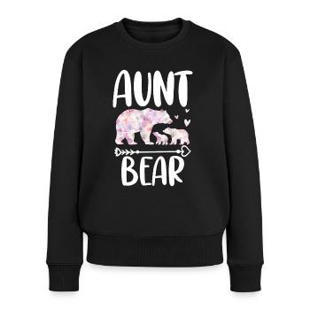 Aunt Bear - Frauen Premium Bio Pullover - Schwarz - Vorne - Julia (174cm)