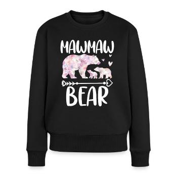 Mawmaw Bear - Frauen Premium Bio Pullover - Schwarz - Vorne - Julia (174cm)