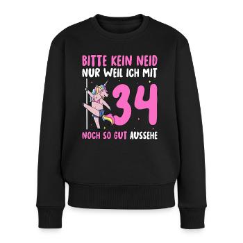 Please No Envy 34 Birthday - Women's Premium Organic Jumper - black - Front - Julia (174cm)