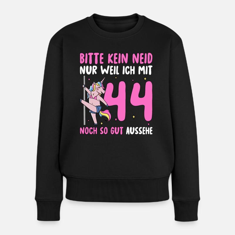 Bitte Kein Neid 44 Geburtstag - Frauen Premium Bio Pullover - Schwarz