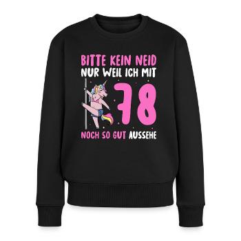 Please No Envy 78 Birthday - Women's Premium Organic Jumper - black - Front - Julia (174cm)