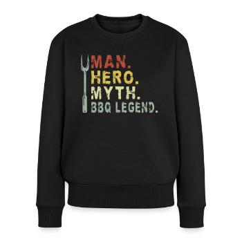 Man Hero Myth BBQ Legend Funny Grill - Women's Premium Organic Jumper - black - Front - Julia (174cm)