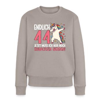 Finally 44 Now just growing up - Women's Premium Organic Jumper - taupe - Front - Julia (174cm)