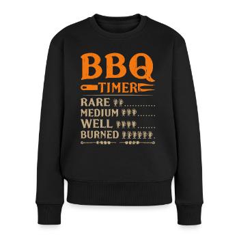 BBQ Timer Humor - Rare, Medium, Well Done, Burned - Women's Premium Organic Jumper - black - Front - Julia (174cm)