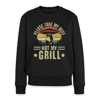 S’il vous plaît, prenez ma femme, pas mon barbecue Grill Humour - Pull Premium bio Femme - noir - Devant - Julia (174cm)