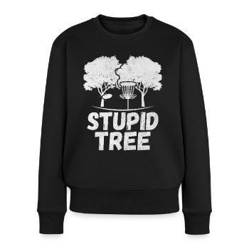 Stupid Tree Disc Golf Humor Funny Frisbee Golfer - Women's Premium Organic Jumper - black - Front - Julia (174cm)