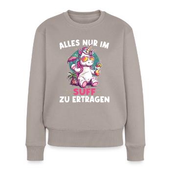 Colorful Refreshing Cocktail Unicorn - Women's Premium Organic Jumper - taupe - Front - Julia (174cm)