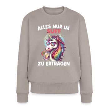 Colorful Refreshing Cocktail Unicorn - Women's Premium Organic Jumper - taupe - Front - Julia (174cm)