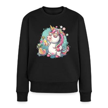 Colorful Refreshing Cocktail Unicorn - Women's Premium Organic Jumper - black - Front - Julia (174cm)
