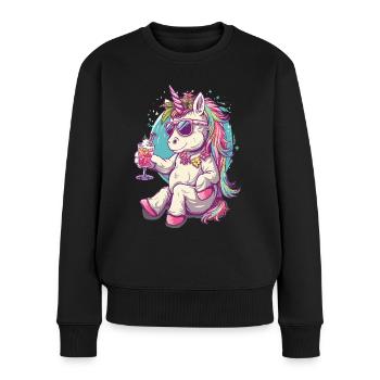 Colorful Refreshing Cocktail Unicorn - Women's Premium Organic Jumper - black - Front - Julia (174cm)