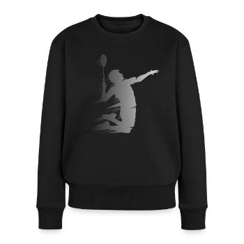 Badminton Spieler Silhouette Kunst Sport Spiel - Frauen Premium Bio Pullover - Schwarz - Vorne - Julia (174cm)