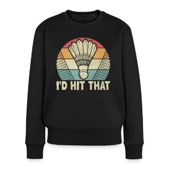 Ich hatte diesen Badminton-Federball-Sportler getroffen - Frauen Premium Bio Pullover - Schwarz - Vorne - Julia (174cm)