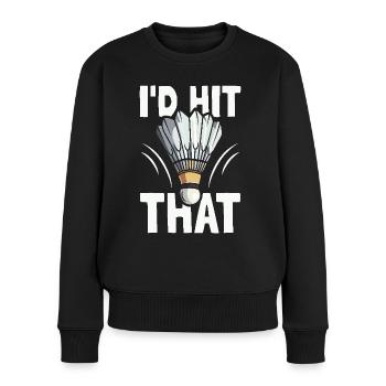 Ich würde diesen Badminton Lover Gift Federball treffen - Frauen Premium Bio Pullover - Schwarz - Vorne - Julia (174cm)