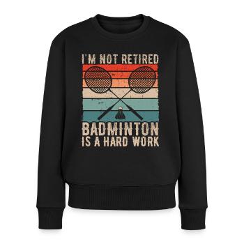 Gebundenes Badminton-Geschenk Vintage-Spieler-Ruhestand - Frauen Premium Bio Pullover - Schwarz - Vorne - Julia (174cm)