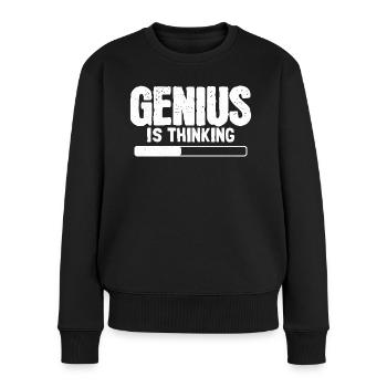 Le génie pense drôle intelligent nerd intelligent - Pull Premium bio Femme - noir - Devant - Julia (174cm)
