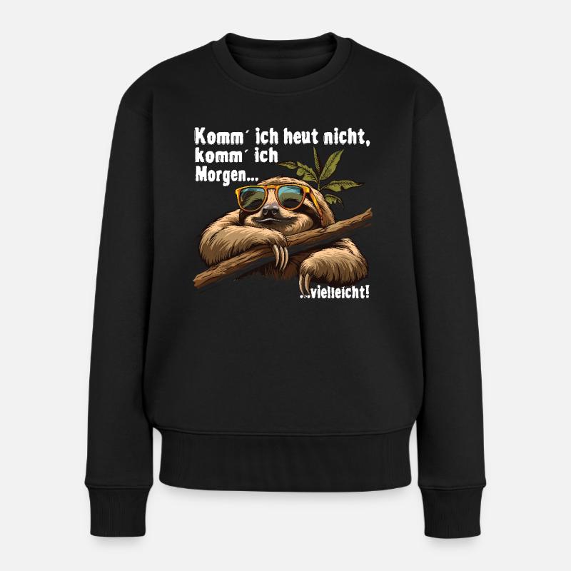 Faultier Büro Arbeitskollege Lustig - Frauen Premium Bio Pullover - Schwarz
